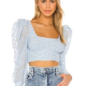 Nbd Bex Long Sleeve Top in Baby Blue